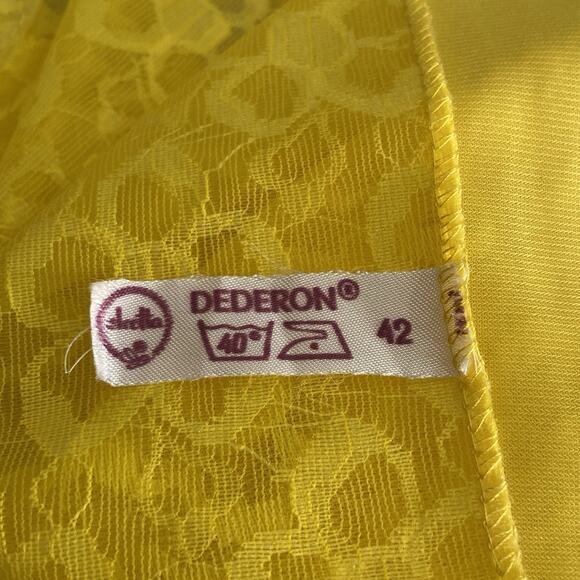 Vintage 60s Germany Stretta Neon Yellow Sheer Lace Mini Full Slip Dress Size S - Picture 9 of 9